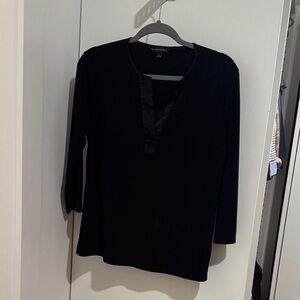 Banana Republic Black Blouse with Satin Trim